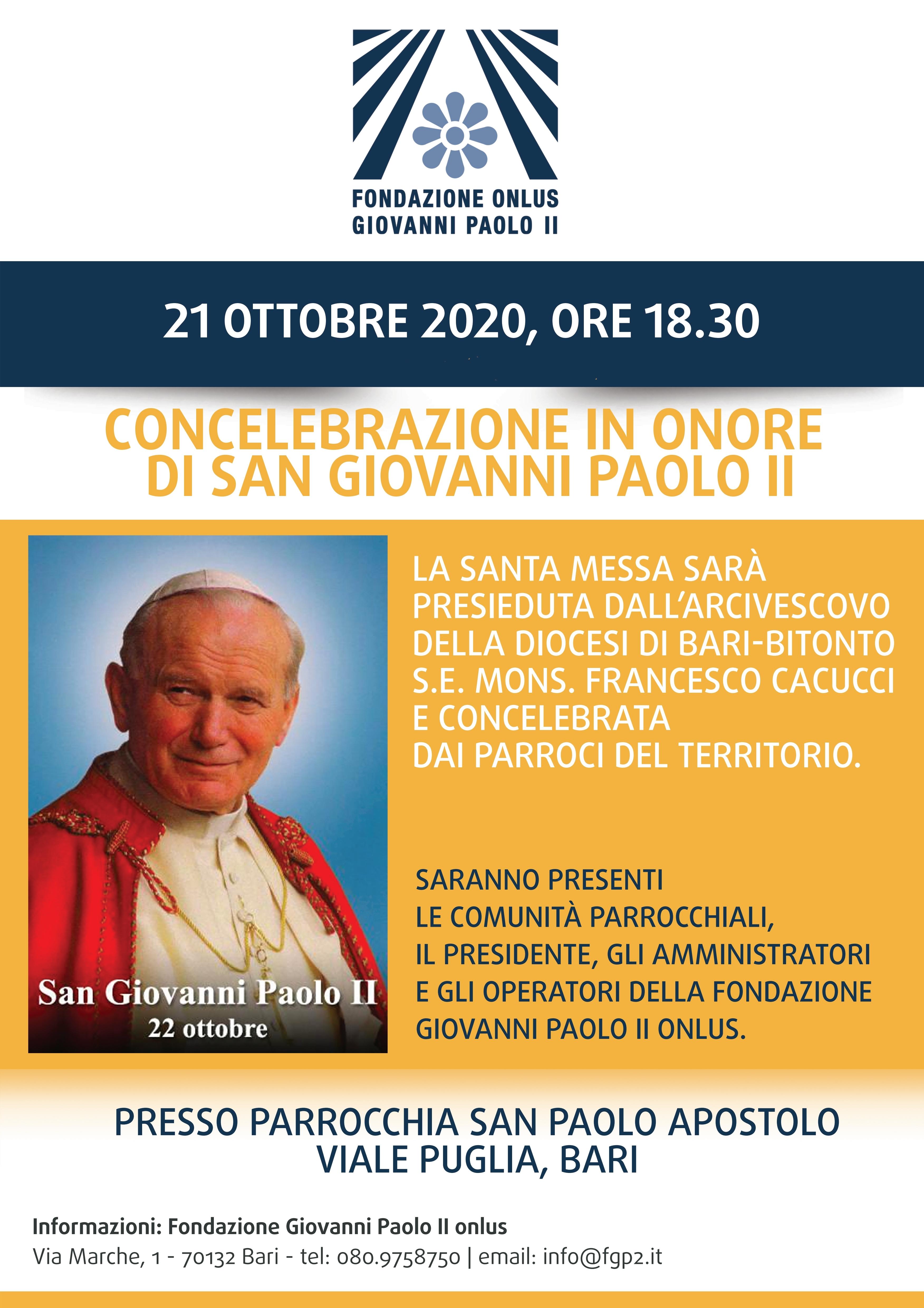 Concelebrazione in onore di San Giovanni Paolo II — Arcidiocesi Bari ...