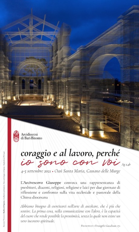 "Coraggio e al lavoro perchè "io sono con voi (Ag 2,4b)
