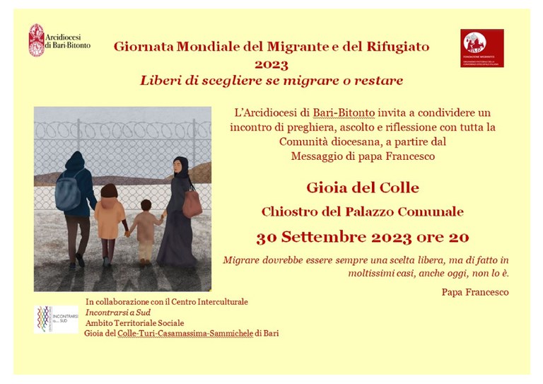 Giornata Mondiale del Migrante e del Rifugiato 2023