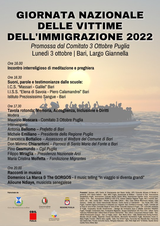 Giornata Nazionale delle Vittime dell'Immigrazione 2022