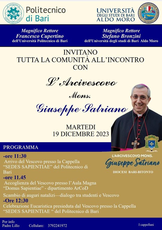 L'Arcivescovo visita la Comunità Accademica del Politecnico