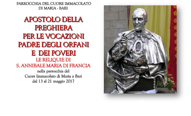 Le reliquie di S. Annibale Maria di Francia a Bari