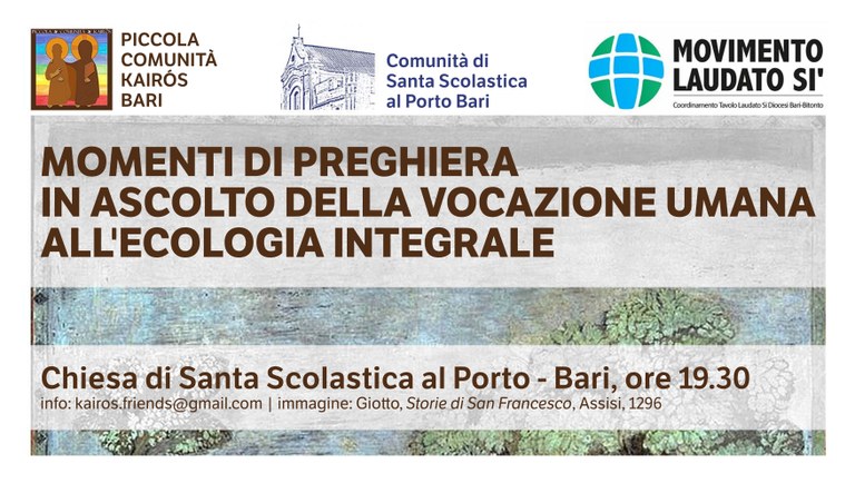 Momenti di Preghiera in ascolto della Vocazione Umana all’Ecologia Integrale