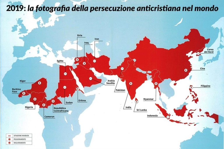 Nella mappa di ACS i venti paesi in cui è più grave la persecuzione contro i cristiani