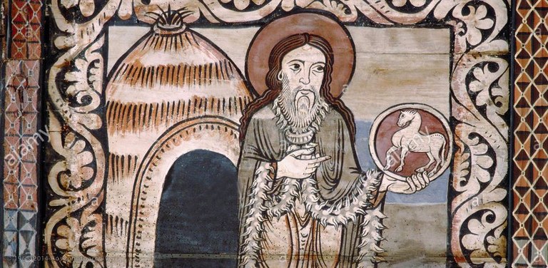 San Giovanni Battista, pannello del soffitto dipinto, Chiesa di san Martino, Zillis (svizzera),1109-1114