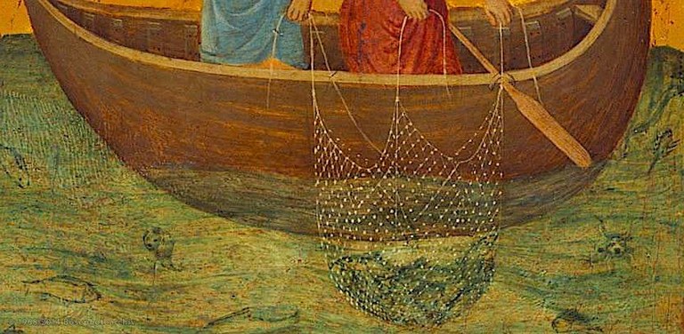 DUCCIO di Buoninsegna, Chiamata dei discepoli (particolare), 1308-11 tempera su tavola, 44 x 46 cm, National Gallery of Art, Washington