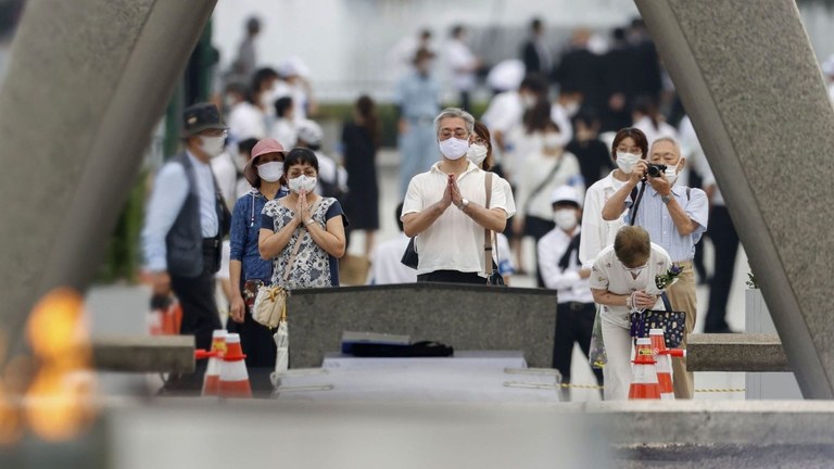 La preghiera per la pace al Memorial Park di Hiroshima (6 agosto 2020)