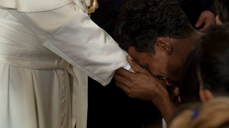 Visita Papa Francesco ai rifugiati nell'isola di Lesbo, 16 aprile 2016