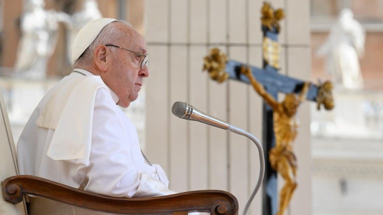 Papa Francesco durante l'udienza generale