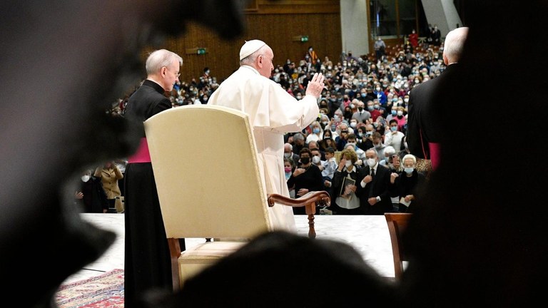 Papa Francesco all'udienza generale in Aula Paolo VI (Vatican Media)