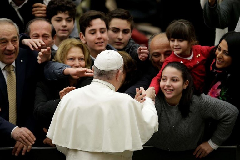 Il Papa all'udienza del 27 dicembre (foto Lapresse)
