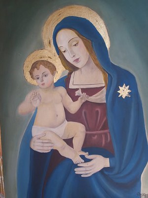 vergine Maria con bambino su tela.jpg